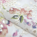 Tissu de broderie en mousseline de soie florale tissée 100% polyester